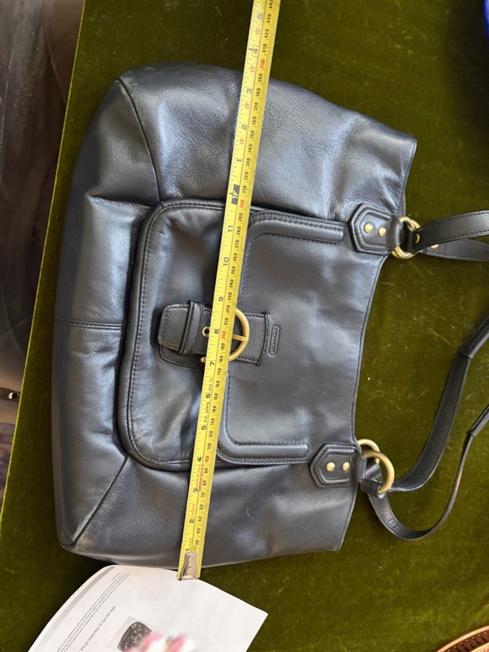 Coach Black Shoulder Bag Buckle Accent Gold Hardware Inner Pockets - Picture 4 of 16